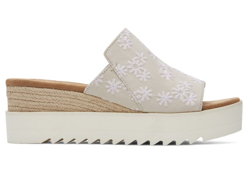 Dámské Sandály Toms Diana Mule Embroidered Floral Bílé | 3672ZRAMS