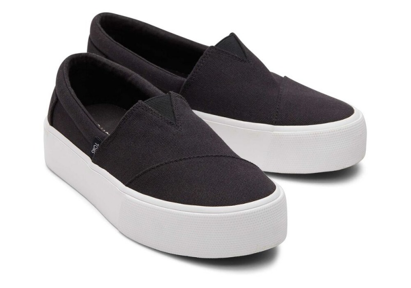 Dámské Slip On Tenisky Toms Fenix Platformy Platene Černé | 1695MQWJI