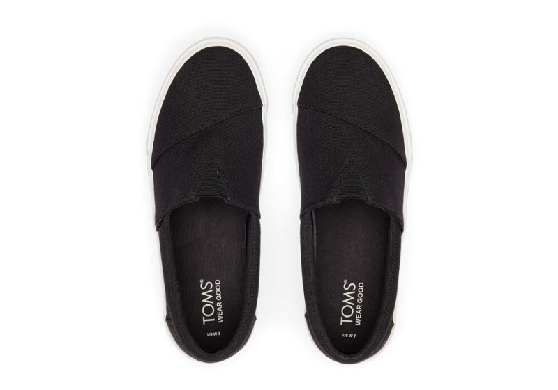 Dámské Slip On Tenisky Toms Fenix Platformy Platene Černé | 1695MQWJI