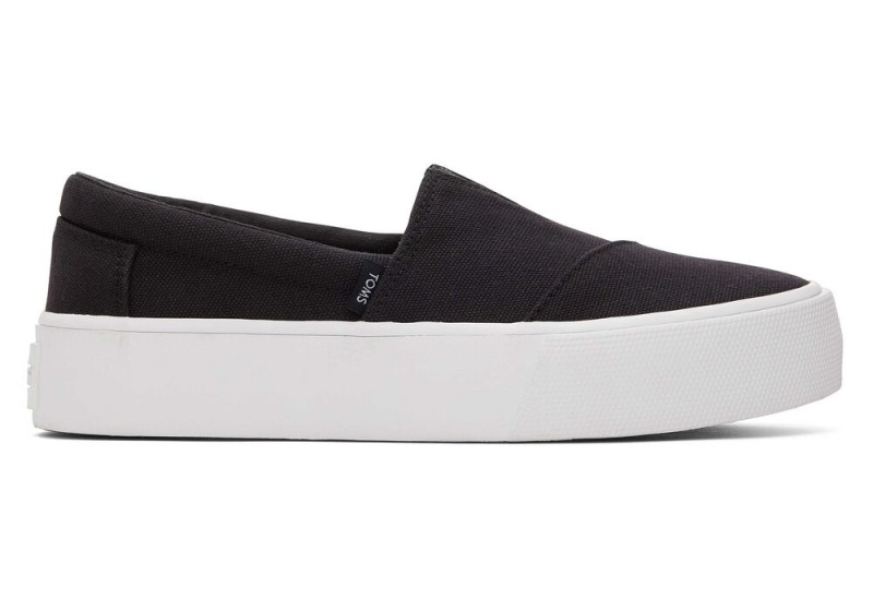 Dámské Slip On Tenisky Toms Fenix Platformy Platene Černé | 1695MQWJI