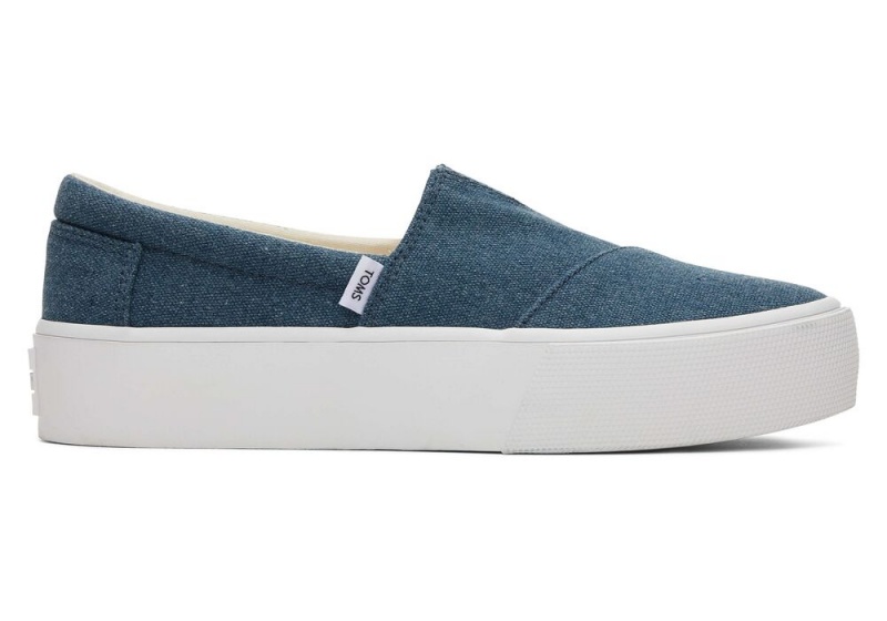 Dámské Slip On Tenisky Toms Fenix Platformy Platene Tmavě Indigo | 8409MNZHK