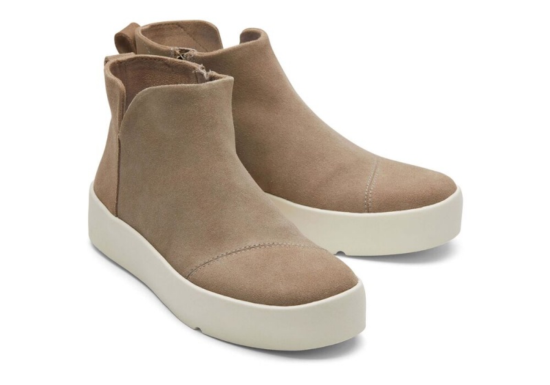 Dámské Tenisky Toms Verona Mid Taupe Semišové Platformy Stříbrné | 5694GANOY