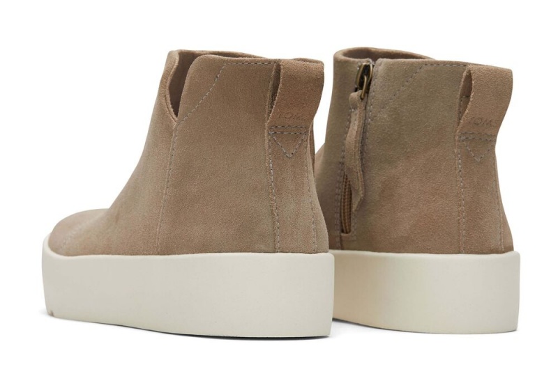 Dámské Tenisky Toms Verona Mid Taupe Semišové Platformy Stříbrné | 5694GANOY