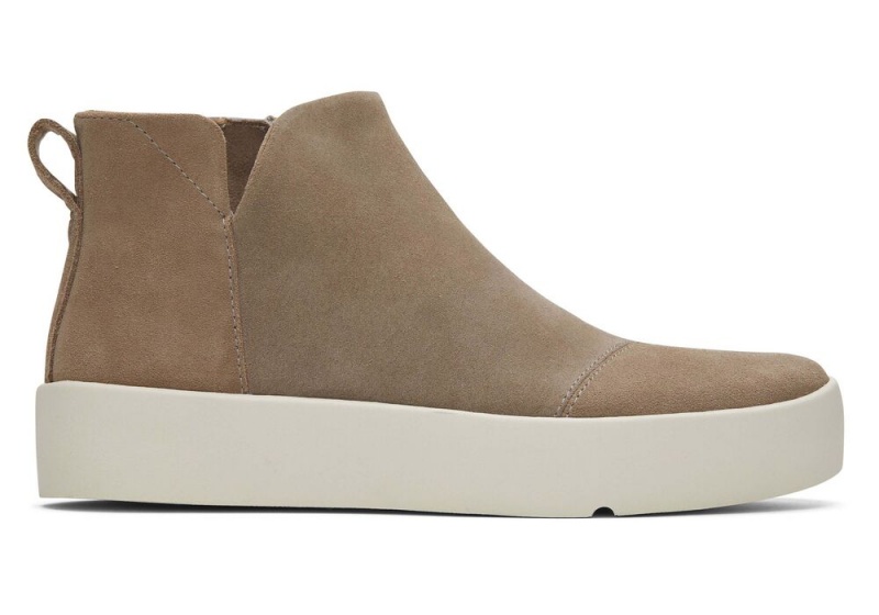 Dámské Tenisky Toms Verona Mid Taupe Semišové Platformy Stříbrné | 5694GANOY