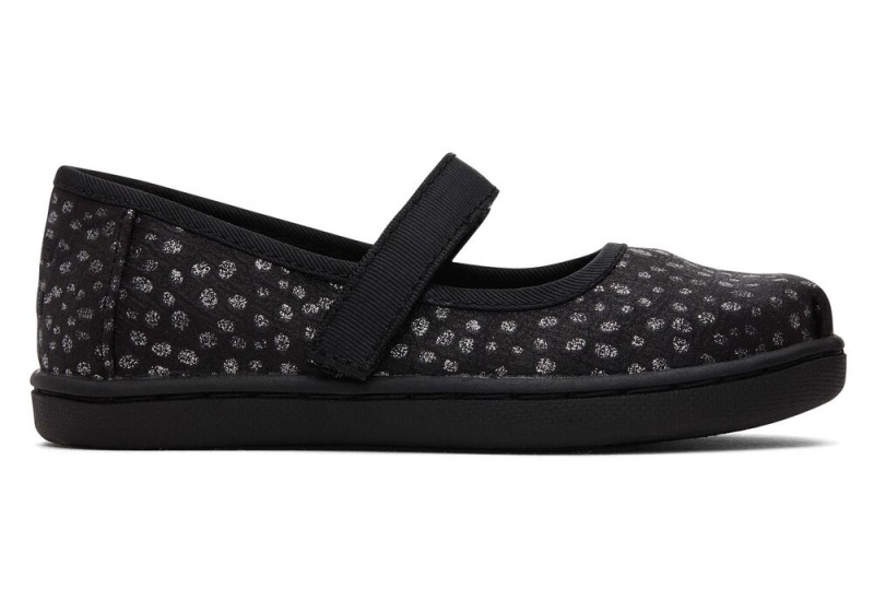 Dětské Slip On Tenisky Toms Mary Jane Foil Toddler Shoe Černé | 7180IRDTJ