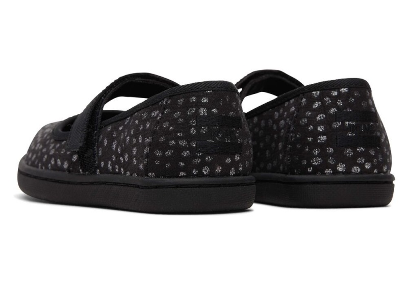 Dětské Slip On Tenisky Toms Mary Jane Foil Toddler Shoe Černé | 7180IRDTJ