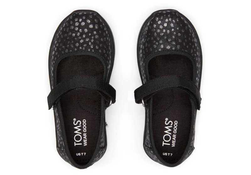 Dětské Slip On Tenisky Toms Mary Jane Foil Toddler Shoe Černé | 7180IRDTJ