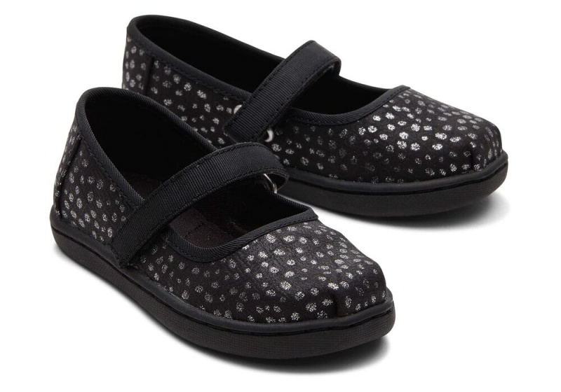 Dětské Slip On Tenisky Toms Mary Jane Foil Toddler Shoe Černé | 7180IRDTJ