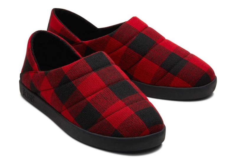 Pánské Pantofle Toms Ezra Buffalo Plaid Fleece Convertible Červené | 4170SNTUP