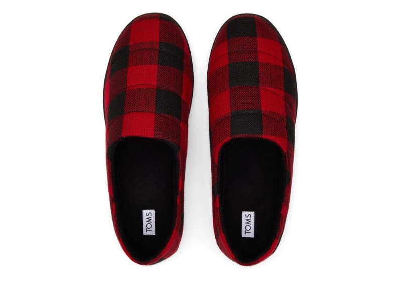 Pánské Pantofle Toms Ezra Buffalo Plaid Fleece Convertible Červené | 4170SNTUP