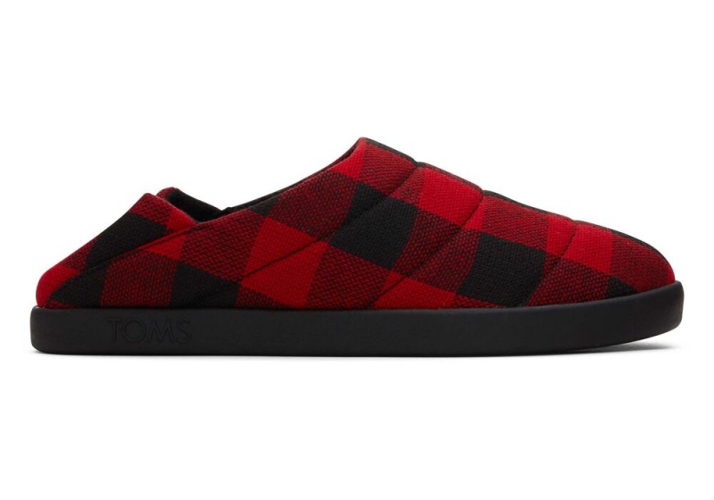 Pánské Pantofle Toms Ezra Buffalo Plaid Fleece Convertible Červené | 4170SNTUP