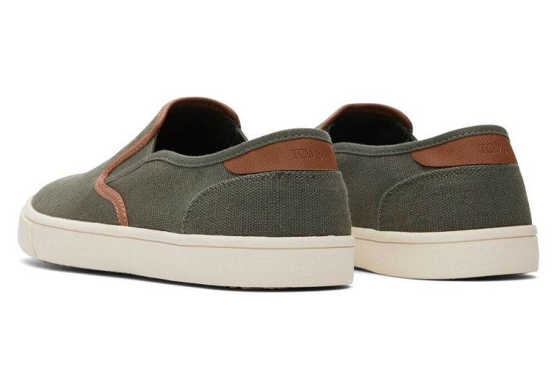 Pánské Slip On Tenisky Toms Baja Olive Syntetická Trim Olivy Zelené | 1520ZKVAC