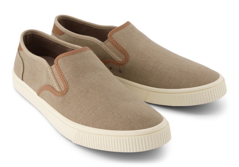 Pánské Slip On Tenisky Toms Baja Taupe Syntetická Trim Tmavě Šedé | 6428UROHK