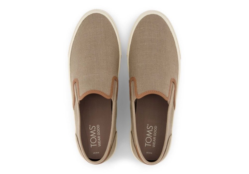 Pánské Slip On Tenisky Toms Baja Taupe Syntetická Trim Tmavě Šedé | 6428UROHK