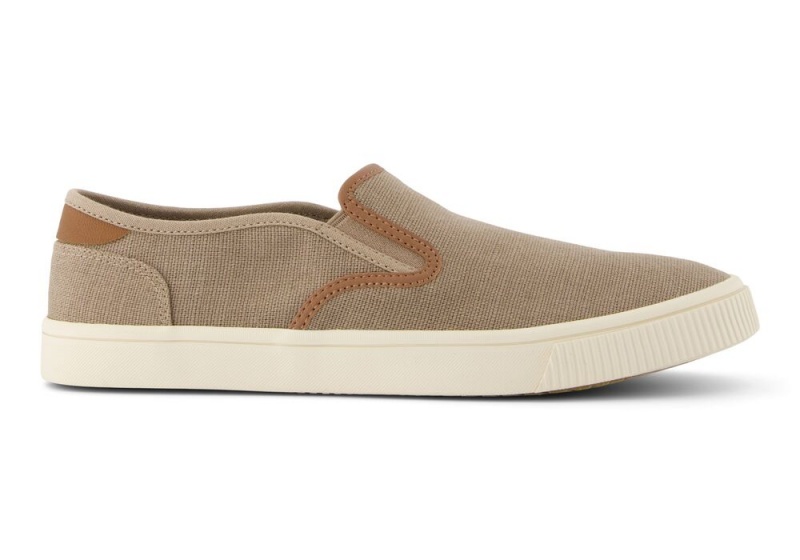 Pánské Slip On Tenisky Toms Baja Taupe Syntetická Trim Tmavě Šedé | 6428UROHK