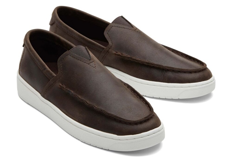 Pánské Slip On Tenisky Toms TRVL LITE Læder Loafer Tmavě Hnědé | 1456JEOVW